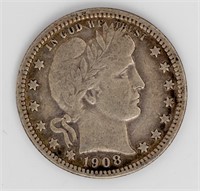 Coin 1908-O United States Barber Silver Quarter