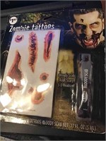 (N) Costume Zombie Tattoos and Bloody Scab Hallowe
