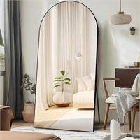 76x34 Arched Mirror w/ Stand - Black