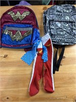 Wonderwomen backpack with socks and Dumbo Backpack
