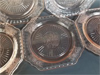 5 Pink Depression Glass 8.5" Luncheon Plates