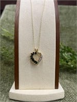 Sapphire Heart Shaped Sterling Silver Necklace