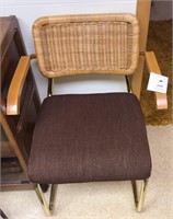 Nice side chair, Wood, Wicker & cCoth brown seat
