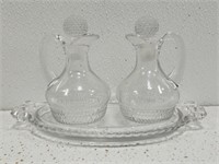 3pcs Small Glass Pitchers and Tray