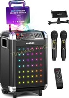 MASINGO Karaoke Machine  2 Mics  Disco Lights