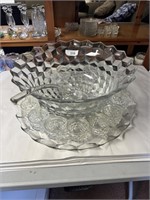 A.F.  large punch bowl, underplate & 14 cups