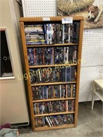 SIX-TIER WOODEN BOOK SHELF WITH 199 DVD MOVIES