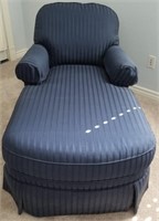 819 - BLUE UPHOLSTERED LOUNGE CHAIR