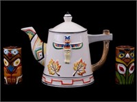 Vintage Native American Theme Teapot and More