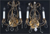 PAIR OF SHERLE WAGNER TWO-LIGHT BEADED SCONCES