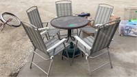 Patio Table 5 Chairs Umbrella Stand