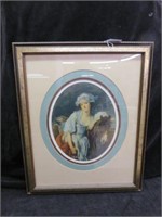 FRAMED PRINT-LADY WITH HORSE 22"T X 18"W