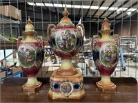 Antique Pedestal Urn and Mantle Vases