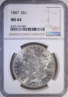 1887 MORGAN DOLLAR NGC MS64