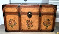 Wood Trunk with Stenciled Design