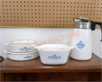 Vintage blue corn flower corningware set