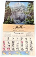 1953 Bub's Beer Winona Advertising Calendar -