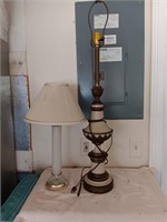 2 vintage lamps 1 very heavy mid century 38"