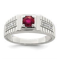 Sterling Silver Men's African Ruby Topaz Ring