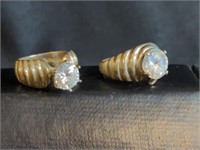 (2) STERLING LADIES RINGS W/ LARGE CRYSTAL STONES