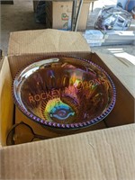 Vintage carnival Glass punch bowl set