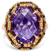 18k Gold 9.03ct Purple Amethyst & Diamond Ring