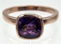 Gold Tone Sterling Purple Stone Ring Sz 7