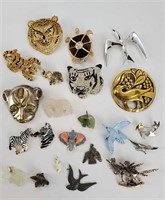 Vintage Jewelry Lot Of Lion's Tigers Plus
