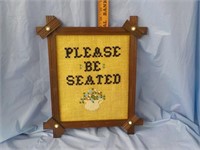 Be Seated yarn work, walnut frame