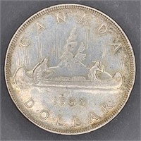 1950 Canada Silver Dollar Canoe Coin
