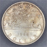 1966 Canada Silver Dollar Canoe Coin