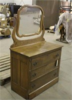 Vintage Oak Dresser & Mirror, Approx 38"x19"x66"