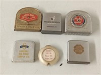 6 Vintage Advertising tape Measures all local area