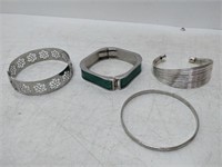 4 silver tone necklaces