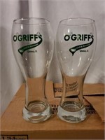 2 O'GRIFF'S 23 OZ BEER GLASSES
