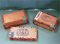 3 Old Wooden Cigar Boxes - El Mezzo, Sincerity