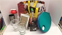 Reusable tote bag with various kitchen items