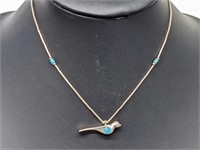.925 Sterling Silver Turquoise Bird Necklace