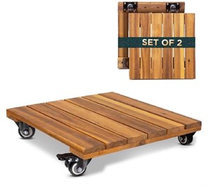 Idzo 2pack Wood Plant Caddy With Wheels Heavy