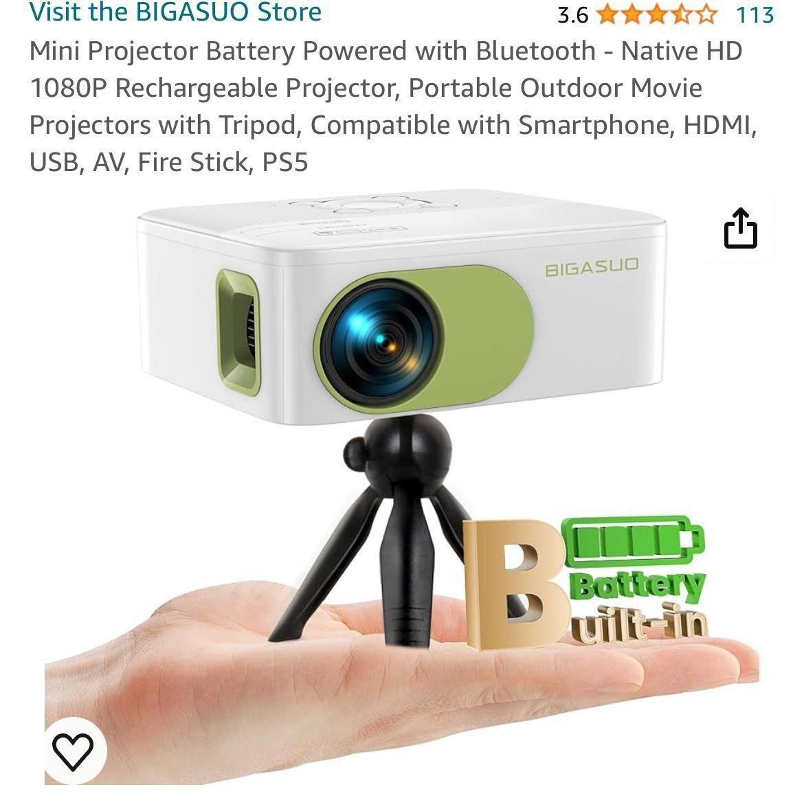 Mini Projector Battery Powered with Bluetooth