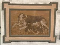 Charles Inzer (20th C.) Dog with Puppies