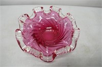 Chalet Glass Ashtray w/ Chalet Stamp 8"D