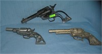 Group of 3 early Heavy cast Metal Toy Guns