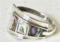 Sterling silver and abalone wrap ring