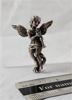 Solid .925 silver angel broach pin 1-1/2"
