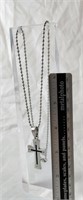 SHR stainless and real diamonds cross 2" 24" chain