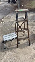 Aluminum step and wood ladder 4’