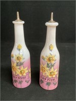Antique Milk Glass Bay Rum Barber Bottles,Rare