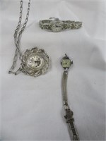 2 LADIES WRIST WATHCES & VENDOME WATCH NECKLACE