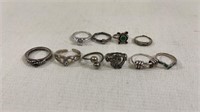 10 Vintage .925 Silver ladies Rings